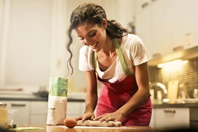 Woman Baking in Her New Kitchen